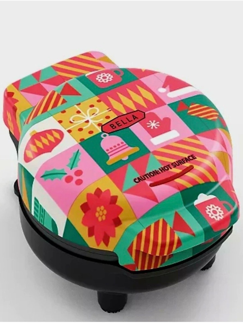Bella Mini Christmas Tree Waffle Maker Green Geometric Special Edition New
